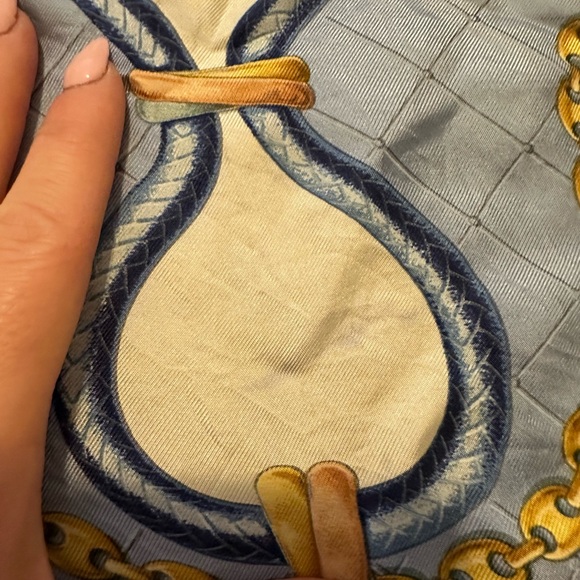 Cartier Blue and Gold Silk Scarf - Picture 3 of 5